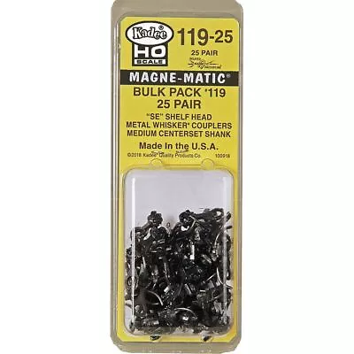 Kadee #119-25 HO Scale Bulk Pack - 25 Pair #119 SE Shelf Whisker Metal Coupler - • $50.55