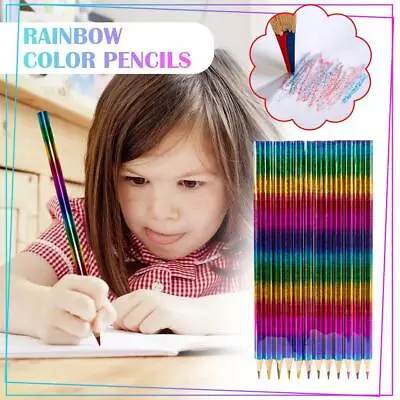 12Pcs/Box Paper Rainbow Pencils Writing Stationery GX For School Painting • £2.15