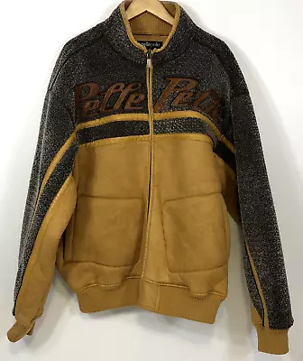 Pelle Pelle Men's Yellow Fleece Suede Jacket Spell Out Size XXL SEE DETAILS • $125