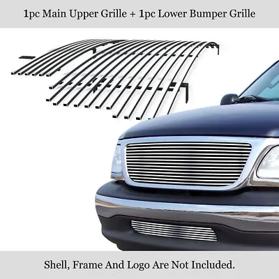 Fits 2001-2003 Ford F-150 Harley Davidson Stainless Billet Grille Grill Combo • $89.99