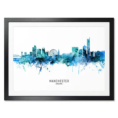 Manchester Skyline Poster Canvas Or Framed Print Watercolour Painting 20555 • £57.20