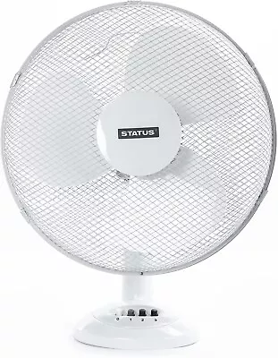 Status 16  Oscillating Desk Fan 3 Speed With Adjustable Tilt Angle White 16 Inch • £25.95