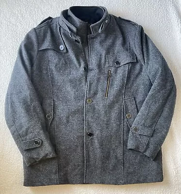 Wantdo Mens 3X Grey Wool Blend Heavyweight Zippered Peacoat Quilted Liner • $65