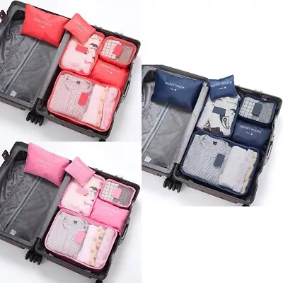 $17.03 • Buy 6PCS Packing Cubes Travel Pouches Luggage Organiser Clothes Suitcase Storage Bag