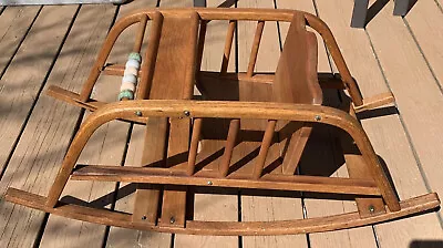 Vintage Oak Childs Toddler Rocking Play Chair Seat W/Tray Wood Balls Made In USA • £72.39