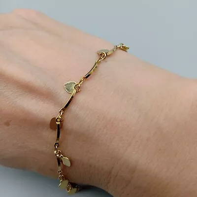 Heart Dangle Gold Tone Bracelet Anklet Vintage Estate 10  Classy Stunning • $13.99