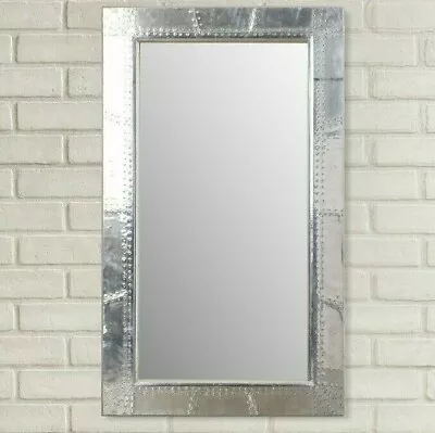 Restoration Hardware Style Aluminum Aviator Pilot Industrial Wall Mirror Rivets • $559