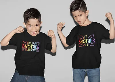 £3.99 • Buy Rainbow Big Middle Little Brother Kids T Shirt Sibling Boys  Tee#P1#OR#A