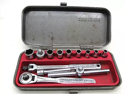 Vintage Craftsman 1/4  Drive =V= Flying V Ratchet & SAE Socket Set In Metal Case • $59.99