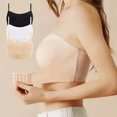 Women Strapless Front Buckle Push Up Lift Bra Lady Wireless Lingerie Underwear • £5.75