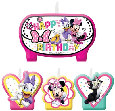 New Disney Minnie Mouse Candles 4ct.Happy Helpers Birthday Party Supplies Favor • $6.99