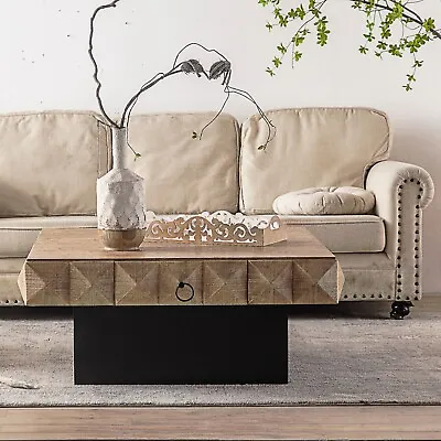 Three-dimensional Embossed Pattern Square Retro Coffee Table • $415.48