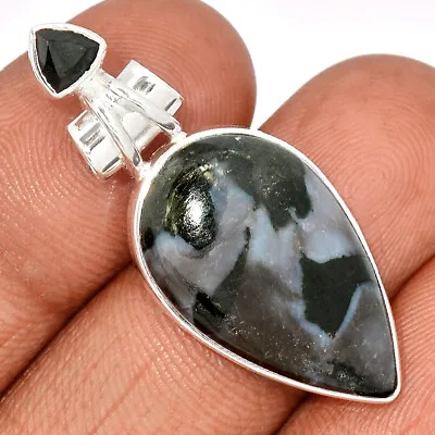 Natural Mystic Merlinite Crystal & Black Onyx 925 Silver Pendant CP21665 • $3.25