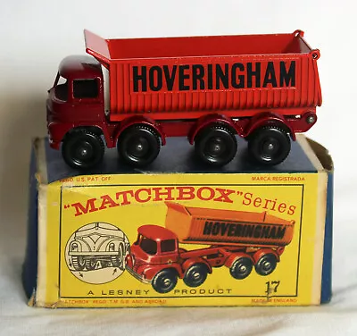 Matchbox Lesney #17 Hoveringham 8-Wheel Tipper Truck Red In Original Box • $55