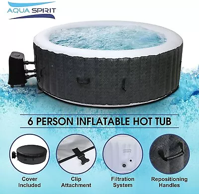4-6 Person Inflatable Bubble Hot Tub Spa Indoor & Outdoor Round With Cover • £329.99