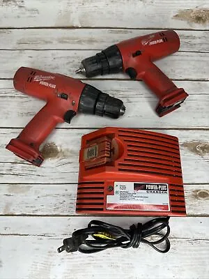 Milwaukee Power Plus Lot 2 Drills Charger 48-59-0231 12V-14.4V DC 1.8A • $50