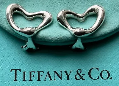 Tiffany & Co Elsa Peretti Large Open Heart Earrings  Sterling Silver 925 Clip On • $269.95