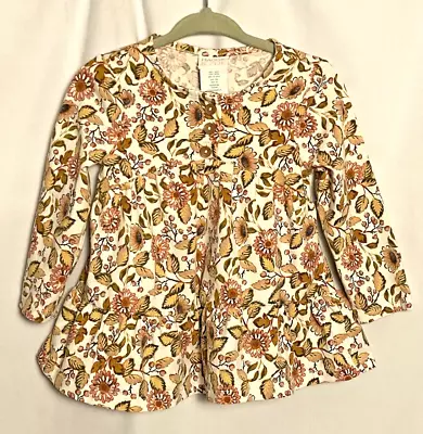 Maggie & Zoe Floral Top Baby Girls Size 12 Months Long Sleeve Button Smock • $7.99