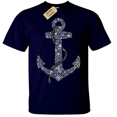 £10.95 • Buy Anchor T-Shirt Mens Nautical Gift Sailor Boat