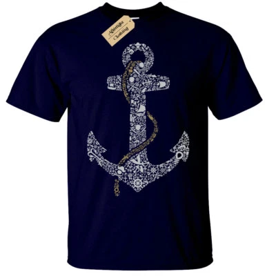 £10.95 • Buy Anchor T-Shirt Mens Nautical Gift Sailor Boat