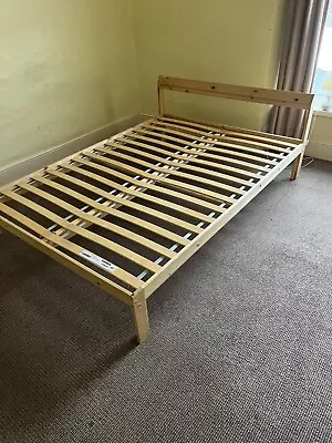 IKEA NEIDEN Standard Double Bed Pine Wood Frame With Luröy Slats. • £20