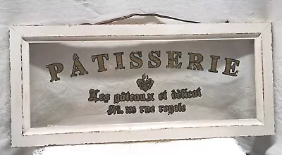 VTG FRENCH Window PATISSERIE Sign With Hanger Gold And Black Lettering • $38