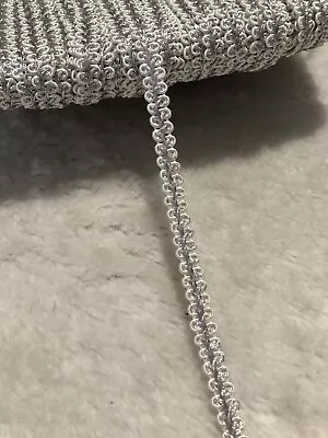 8mm White&silver Braid Ribbon Gimp Trim Sewing Rococo Cord Chocker Per Meter • $1.99