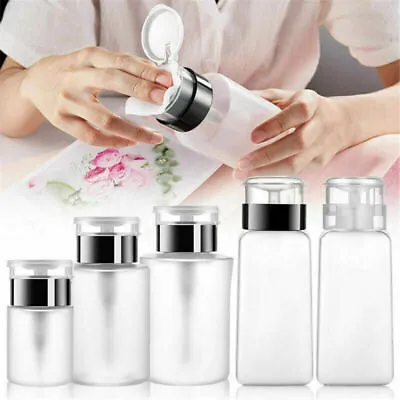 Push Down Empty Pump Dispenser For Nail Polish Remover Alcohol Clear Bottle • $3.67