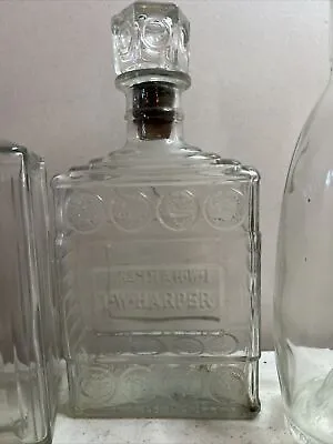 Vtg I.W. Harper Kentucky Whiskey Bourbon Glass Decanter W/ Stopper BONUS 2!! • $19.98