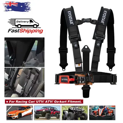 Universal 5 Point Latch & Link Safety Harness Soft Shoulder Pads Seat Belt BK • $108.60