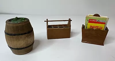 Vintage Dollhouse Wood Accessories Magazine Rack/Milk Crate/Pickle Barrel • $4.20