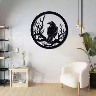 Raven Metal Wall Art Crow On Branch Metal Wall Decor Birds Wall Art • $29.95