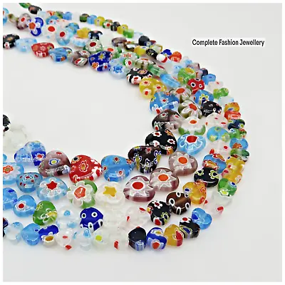 30 6mm 8mm 10mm 12mm Millefiori Flower Heart Glass Beads/jewellery Making/crafts • £3.69