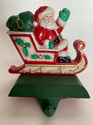 Vtg Midwest Cannon Falls SANTA Claus In Sleigh Cast Iron Stocking Hanger Holder • $29.95