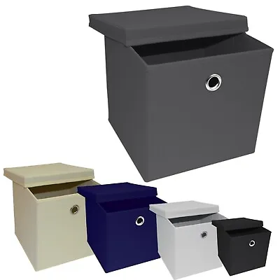 Foldable Storage Boxes With Lid Collapsible  Home Clothes Organizer Fabric Cube • £28.49