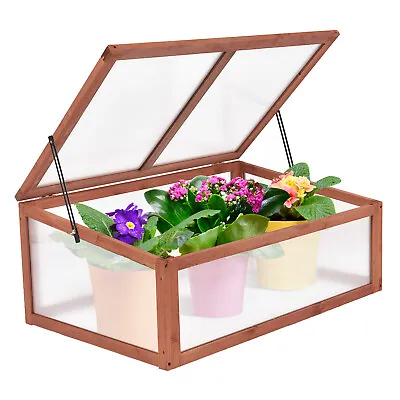Wood Cold Frame Portable Green House Indoor Outdoor Raised Plants Bed Protection • £37.95