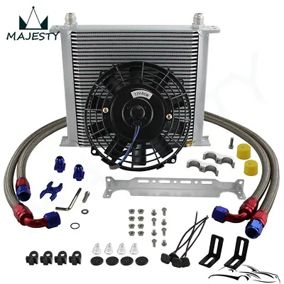 AN10 34 Row Oil Cooler Kit+Fan For BMW E82 135i E36 E46 M3 E90 E92 E93 335xi SL • $193.17
