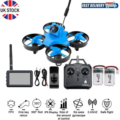 Blue Shark Micro FPV Racing Drone With FPV IPS Display 5.8GHz 800TVL Camera UK • £58.88