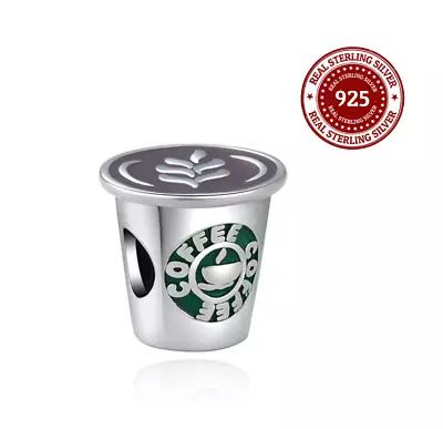 S925 Sterling Silver Coffee Charm Bracelet Bead Coffee Bracelet Charm • £14.46