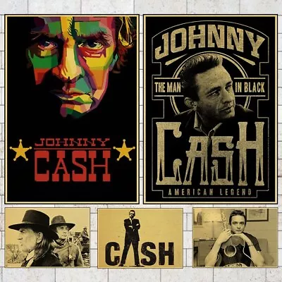 Johnny Cash Famous Country Music Singer Vintage Kraft Paper Poster Portrait Art • $6.59