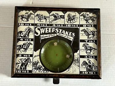 Vintage Sweepstakes Horse Race Mechanical Dice Green Spinner Chance Game • $199.99