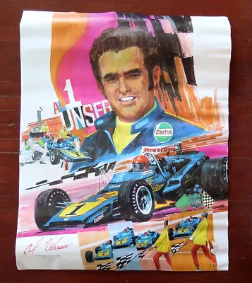 Vintage AL UNSER 1971 Poster Indianapolis Indy 500 Race Winner Castrol • $25