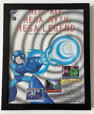 Vintage Mega Man 8 VIII Sega Saturn PS1 Framed Promo Ad Wall Art 8x10 Poster • $25.99
