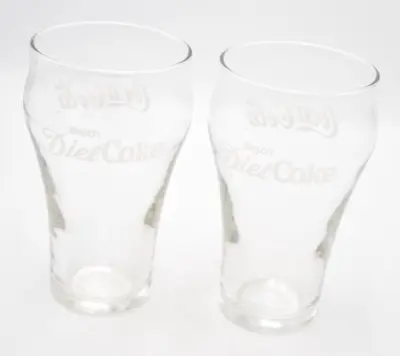 Vintage X2 Retro Coca Cola Half Pint Glasses White Logo Diet Coke Drink • £10.95