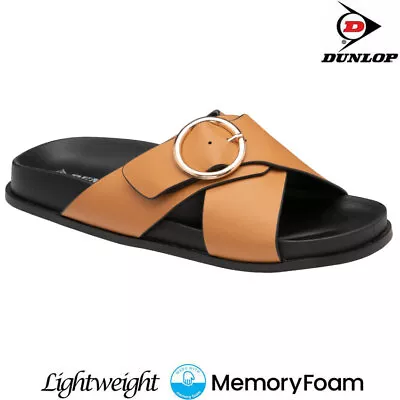 Ladies Memory Foam Sandals Strappy Sliders Comfort Holiday Open Toe Buckle Shoes • £9.99