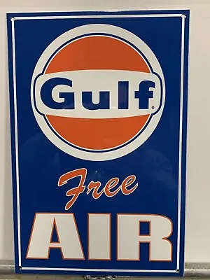 Vintage Style Gulf Free Air Gas Pump Steel Metal Top Quality Sign • $49.99