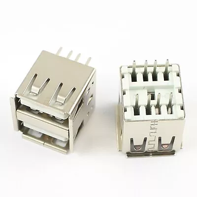 5Pcs Dual USB 2.0 Type A Female 8 Pin PCB Socket Connector For DIY • $1.97