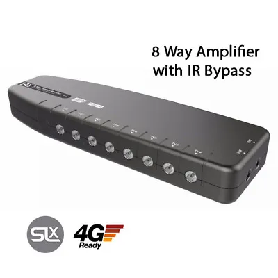 £59.99 • Buy 8 WAY Aerial Amplifier With IR Bypass Magic Eye Signal Booster 4G RED Amp SLX 7