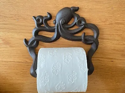 $43.99 • Buy Cast Iron Octopus Bathroom Wall Mounted Toilet Paper Roll Holder Rustic Brown