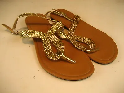 Womens Max Collection Tan/Gold Slingback Sandals Sz 7 • $12.89